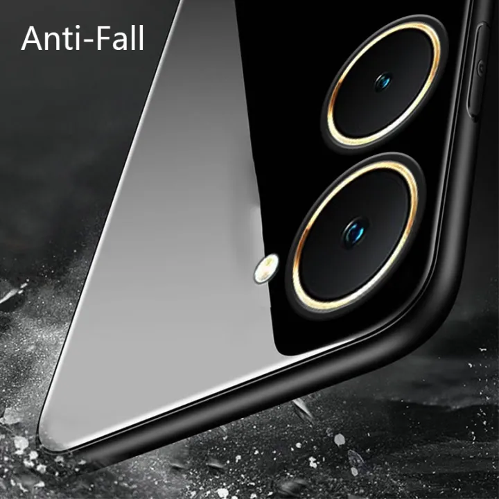 Biruiqu%20For%20VIVO%20Y03%20/%20VIVO%20Y03t%20Shockproof%20Tempered%20Glass%20Back%20Soft%20Silicone%20Edge%20Black%20Case%20Cover%20Casing%20-%20Image%204