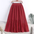 Spring Summer Skirt Women 2022 New Vintage Floral Print Chiffon Pleated Skirt Elastic High Waist Casual Midi Skirt Women Clothes. 