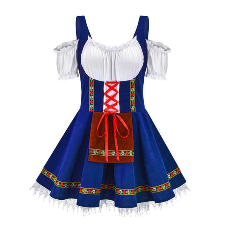 2022%20Women's%20Oktoberfest%20Maid%20Cosplay%20Costume%20German%20Traditional%20Festival%20Strapless%20Splicing%20Dress%20Girl%20Costume%20-%20Image%203