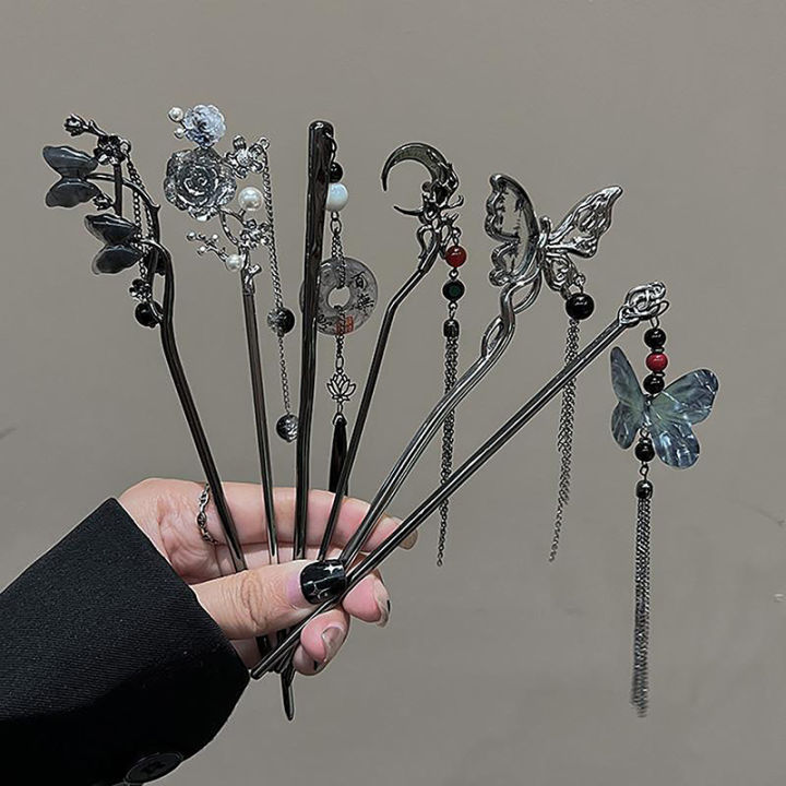 Women's Party Hair Accessories Luxury Super Sparkling Sunflower Butterfly Tassel Hair Clip Elegant Shark Hair Claws New Headwear