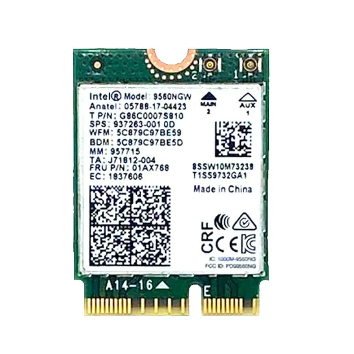 Intel%209560%20dual%20band%202.4g/5GHz%20wireless%20bluetooth%205.0%20802.11ac%20m.2%20cnvi%20Intel%209560ngw%20Wi-Fi%20card%20-%20Image%203
