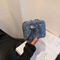 New Fashion Flora Demin Box Shaped Adjustable Chain Crossbody Square Bag Women Girl Shoulder Bagall Flap Bag.