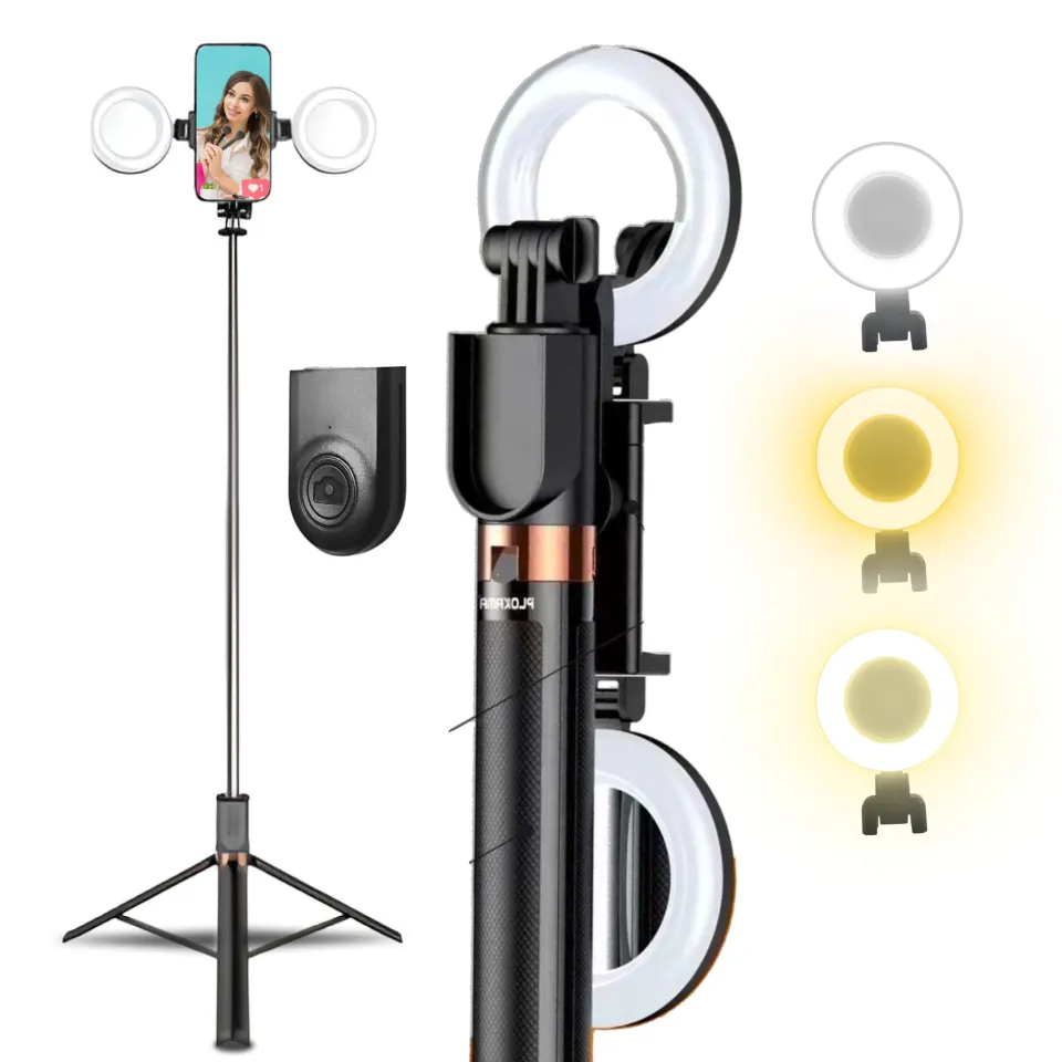 Plokama LIVE-K9 Pro 1700mm Ultra Long Selfie Stick with Tripod Stand & Ring Light – Adjustable, Portable for Mobile Vlogging & Live Streaming By Pucxo