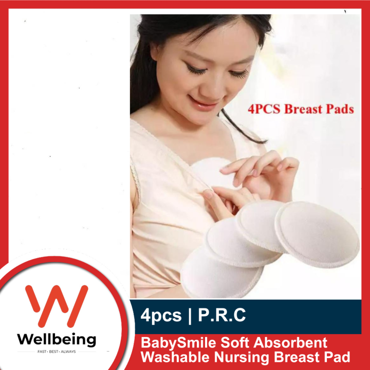Baby Smile Soft Absorbent Washable Nursing Breast Pad 4pcs Set