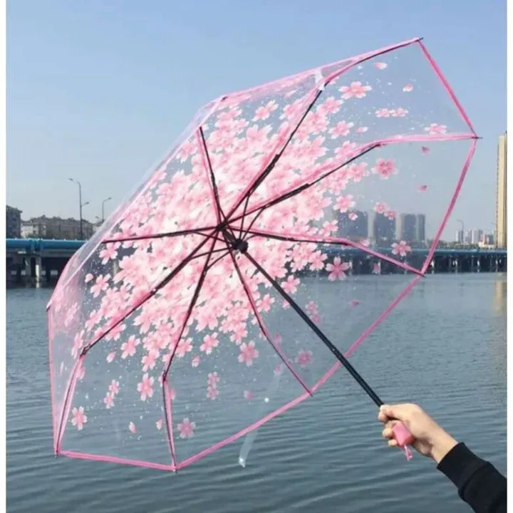 Cherry Blossom Transparent Folding Umbrella