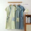 [ikuo] Multi Colors Couples Bath Robe Wearable Sleeveless Gown Cardigan Night Dress Women Cotton Robes Roomwear Clothes. 