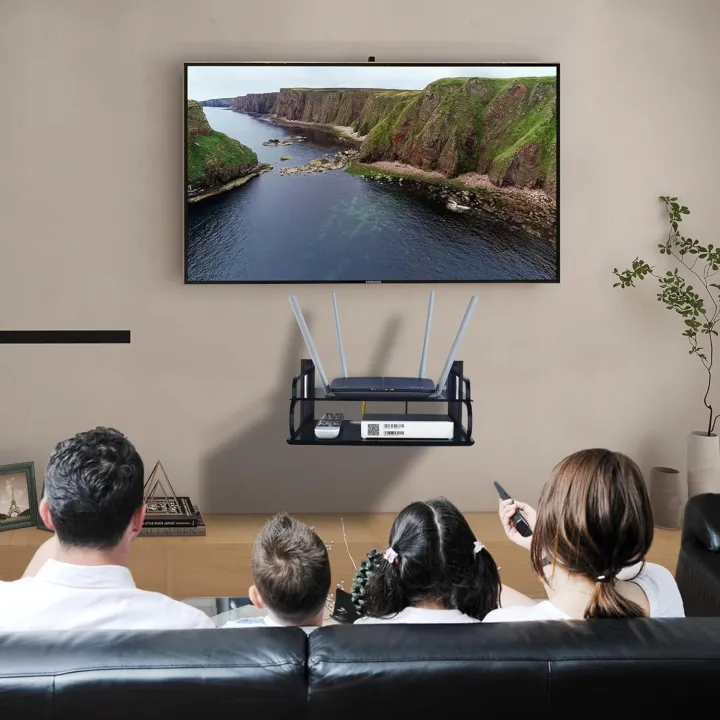 Telebrands%20As%20Seen%20on%20TV%20Wireless%20Router%20Storage%20Box,%20Black%20TV%20Set%20Top%20Box%20Rack%20Router%20Storage%20Rack%20Wall%20Tray%20Free%20Punch%20Wall%20Mount%20Router%20Efficient%20Holder%20Home%20Decoration%20-%20Image%205