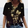 New V-neck Summer Women's T-shirt Fashion Tops Butterfly Print Oversized Female Tees 5xl 3d print T-shirt Street Casual Clothes.