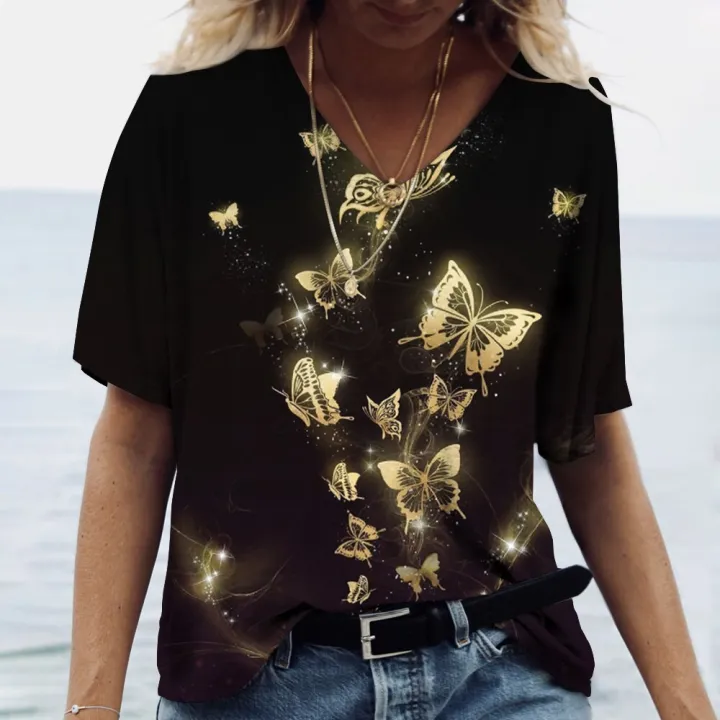 New%20V-neck%20Summer%20Women's%20T-shirt%20Fashion%20Tops%20Butterfly%20Print%20Oversized%20Female%20Tees%205xl%203d%20print%20T-shirt%20Street%20Casual%20Clothes%20-%20Image%207