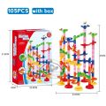 Marble Run Race Track Building Blocks Kids 3D Maze Ball Roll Toy DIY Marble Run Race Coaster Set 80/105/109/133pc Christmas Gift. 