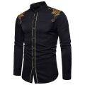 Chemise Homme 2018 Spring Royal Court Style Solid Floral Embroidered Solid Dress Shirts Slim Fit Casual Long Sleeve Shirt XXL. 