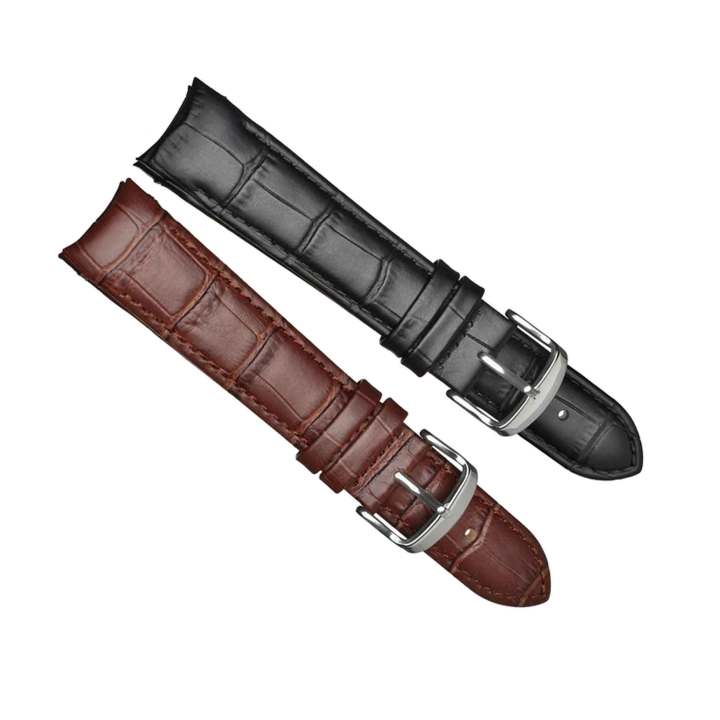 Leather Watchband Crocodile Leather Material Watch Band Wrist Strap 20mm 21mm 22mm With Silver Stainless Steel Buckle -