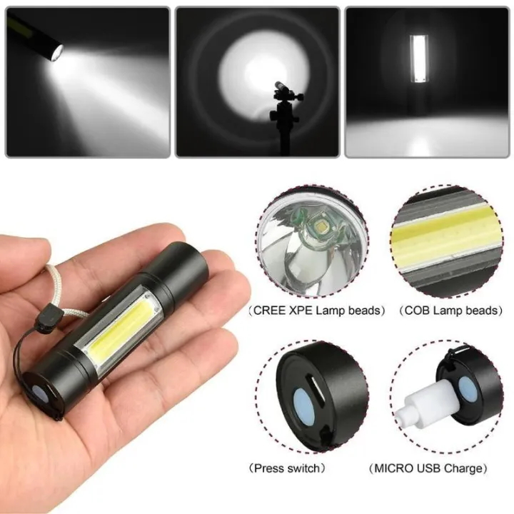 high%20powerful%202%20LED%20COB%20Q5%20Mini%20flashlight%20USB%20rechargeable%20Battery%20flash%20Torch%20Work%20light%20Torch%20Lamp%20for%20Hiking%20Camping%20fishing%20-%20Image%203