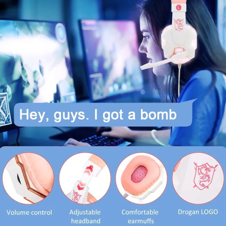 QearFun%20New%20Pink%20Headphones%20for%20PC%20Girls%20Gaming%20Headset%20with%20Microphone%20Gamer%20for%20PS4%20Windows%20XP/7/8/10%20Laptop%20Phone%20-%20Image%203