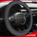 PVC Leather Steering Wheel Cover - Black. 