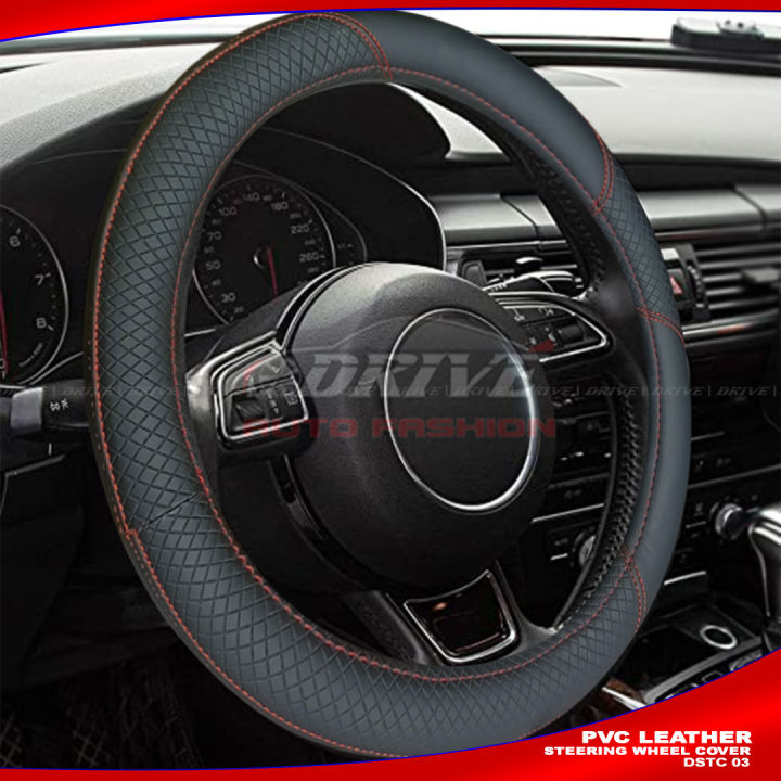 PVC%20Leather%20Steering%20Wheel%20Cover%20-%20Black%20-%20Image%202