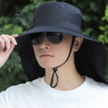 LouisWill Men's Sun Hat Fashion Fisherman Hat Summer Sun Protection Hat Outdoor Hiking Hat Anti-UV Hats Quick Dry Fisherman Cap Visor Hat With Removable Face Cover Windproof Strap Sports.