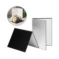 3-in-1 Photography Cardboard Paperboard Folding Photography Reflector Diffuser Board (Black + White + Golden) for Still Life Product Food Photo Shooting, A3 Size. 