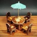 HarnezZ Wooden Mini Table Chair Set Toys Pretend Role Play Game Play House Kitchen Accessories Toy Set of 5 pcs. 
