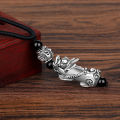 Chinese Traditional Jewelry Buddhist Beads Gold Silver Plated Piyao Pendant Women Men Good Lucky Fengshui Pixiu Necklace. 