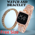 LED Display Digital Touch Screen Wristwatch & Bracelet For Women 2Pcs Combo.