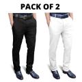 Pack of 2 Black and White Twill Gabardine Pant for Men. 