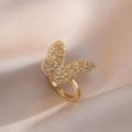 Cubic zirconia butterfly finger ring ladies ring fashion jewelry. 