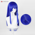 Anime Teruhashi Kokomi Cosplay Wig 60cm Long Blue Straight Wigs Heat Resistant Synthetic Wig Women Role Play Wig + Wig Cap. 