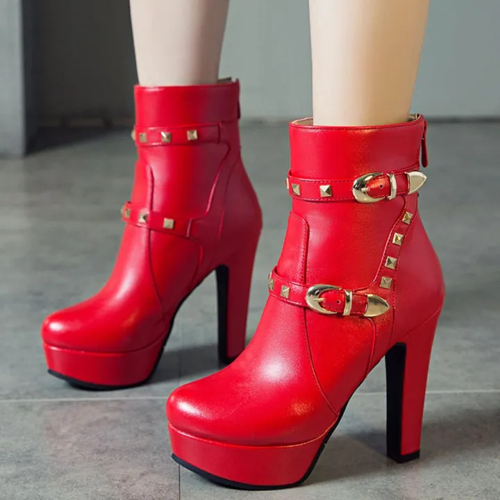 korean%20fashion%20boots%20for%20women%20ladies%20Women's%20Round%20Head%20Thick%20Heel%20Boots%20Waterproof%20Platform%20High%20Heel%20Boots%20-%20Image%204