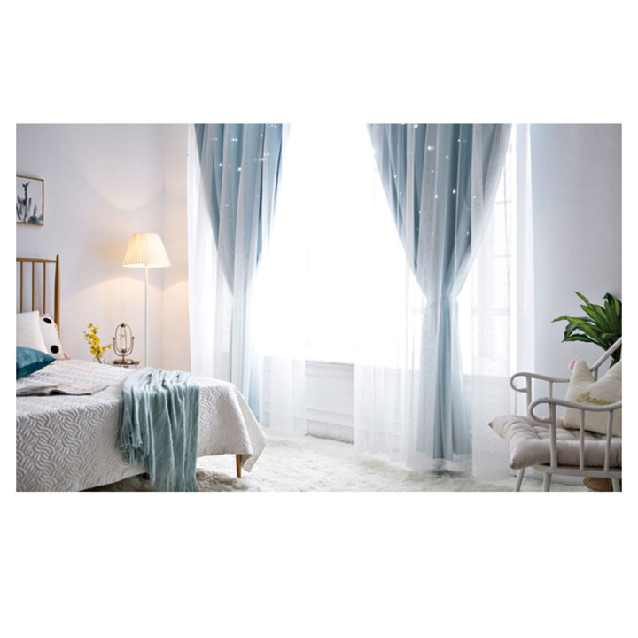 Migeet%202Pcs%20Window%20Curtain%20Hollowed%20Out%20Stars%20Shading%20Curtain%20Drape%20Purdah%20for%20Home%20Living%20Room%20Bedroom%20-%20Image%204