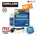 Kirkland Minoxidil 5% Topical Solution Extra Strength Hair Regrowth Treatment for Men Hair & Beard Drop + Derma Roller Free - (1 month supply) - MNXMC. 