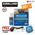Kirkland Minoxidil 5% Topical Solution Extra Strength Hair Regrowth Treatment for Men Hair & Beard Drop + Derma Roller Free - (1 month supply) - MNXMC. 