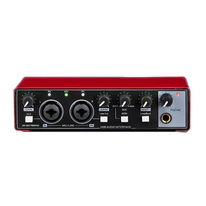 1 PCS Sound Card Studio Record USB Audio Professional Interface Sound Equipment 48V Phantom for Recording Red