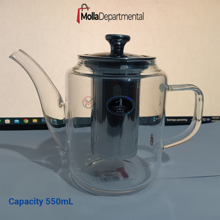 1 pcs BOROSILICATE Glass Kettle, 550 ML Capacity