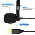 1.5m Omnidirectional Metal Microphone Type C Jack Lavalier Tie Clip Microphone Mini Audio Mic for Computer   Black. 