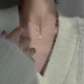 Korean Shiny Double Layer Butterfly Necklace for Women, Rhinestone Clavicle Chain, Elegant Wedding Jewelry.