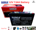 12V 7.5Ah Battery With Charger / SUNCA Battery 12v 7.5Ah Battery- Combo Pack. 