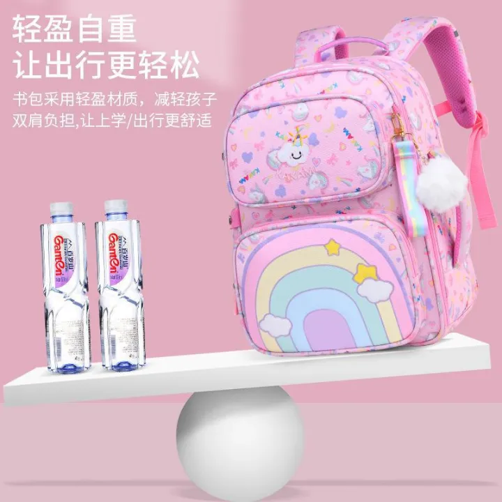 New%20Student%20Rainbow%20School%20Bag%20Grade%201-3-6%20Girls%20Lightweight%20Spine%20Protector%20Children's%20Backpack%20Cute%20Pink%20-%20Image%204