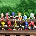 12pcs Set Mini Cute Sonic PVC Character Toy Hedgehog Shadow Tail Figure Model Dolls Children Animal Toy Birthday Gift 5-6cm. 