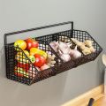 Kitchen Storage Onion Ginger Garlic Storage Rack Condiments Spice Wall Mounted Kitchen Shelf Punch-Free Vegetable Fruit Drain Basket Household. 