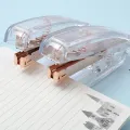 RHS Online Portable Fashion Acrylic Transparent Rose Gold Stapler School Stationery Hand-held Staplers Office Binding Stapling Machine Paper Stapler.