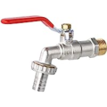 1/2" GARDEN BIB TAP WATER LEVER TYPE VALVE RED HANDLE + GARDEN HOSE PLUG.
