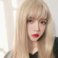 【DATA FROG Global MALL】（NEW）Wig female long straight hair cute air bangs black long hair fluffy hair set bangs medium long hair Woman wig. 