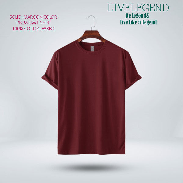 Superb Understated -Craftsmanship and Trendy -Mens Premium Solid 100% Cotton T-shirt - Maroon Color- Progressively Better