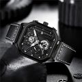 POEDAGAR New luxury fashion leather belt wrist-watche for men. 