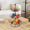Countertop Fruit Basket Holder Decorative Tabletop Stand Perfect for Vegetables, Snacks, Household Items, 3 Tier Black. 