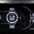 TVG watches genuine double display multifunction Mens Stainless steel waterproof luminous quartz watch male Mens Watch. 