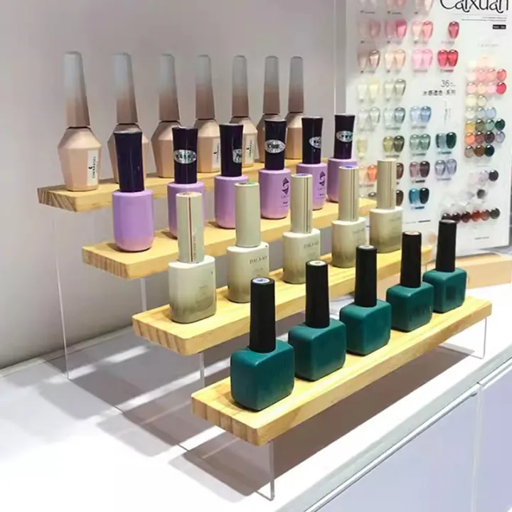 Solid%20Wood%20Acrylic%20Display%20Stand%20Desk%20Perfume%20Storage%20Rack%20Nail%20Polish%20Organizer%20Shelf%20Transparent%20Trapezoidal%20Doll%20Display%20Rack%20-%20Image%203