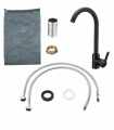 Stainless Steel Matte Black And Silver Kitchen Sink Mixer 360 Degree Rotation / kitchen Sink and Basin Water Tap. 