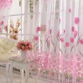 1PC Colorful Pink Tulip Sheer Curtains Voile Tulle For Living Room Bedroom Window Treatment Screening Drapes Home Decoration. 